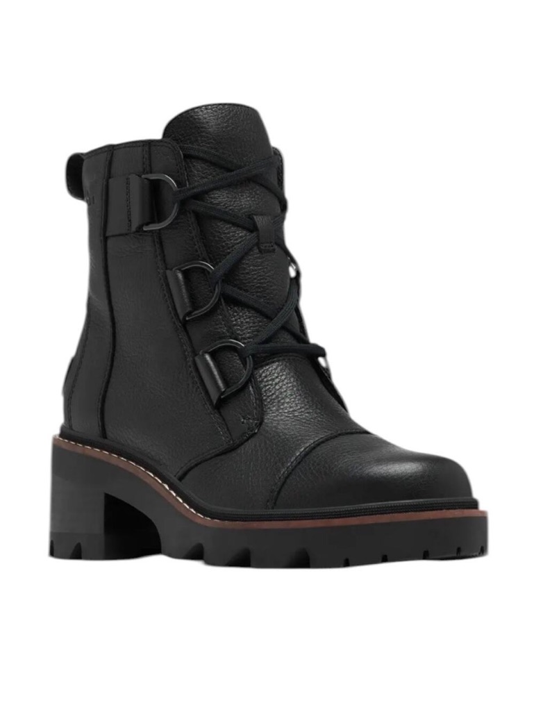 New Sorel Joan Now Waterproof Combat Boot Boots Lace Up Leather Black Size 10